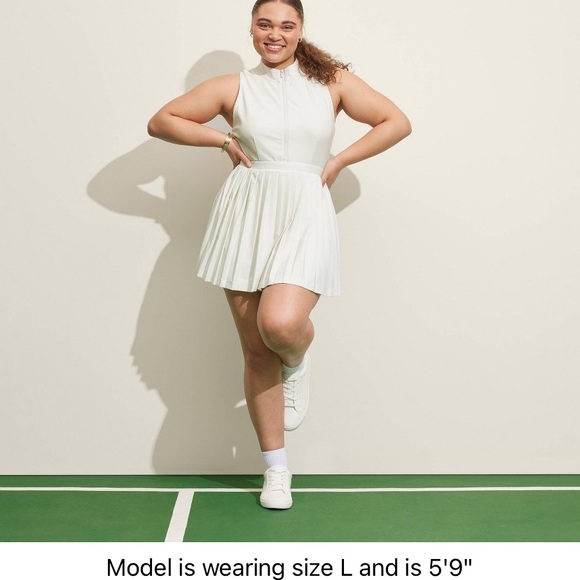 Prince Pickleball Women’s Zip-Front Pleated Dress - Cream - Picture 8 of 9